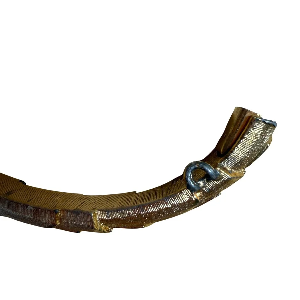 Lisner‎ Hinged Bangle Gold Tone Textured Wheat Leaf Botanical Statement